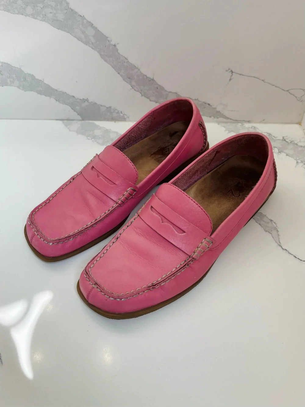 A2 by AEROSOLES Women’s 10B Pink Square Toe Loafers with Stitching Detail